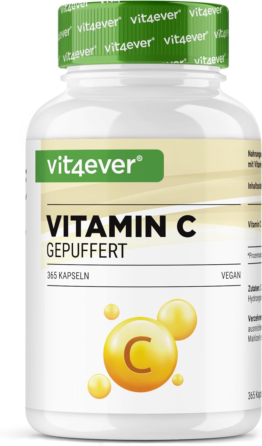 Vitamine C tamponnée - 365 gélules - Hautement dosé avec 1000mg de vi…