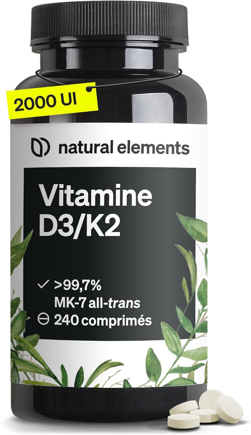 Vitamines D3 et K2 – MK-7 all-trans > 99,7% et vitamine D3 2000 U.I. …