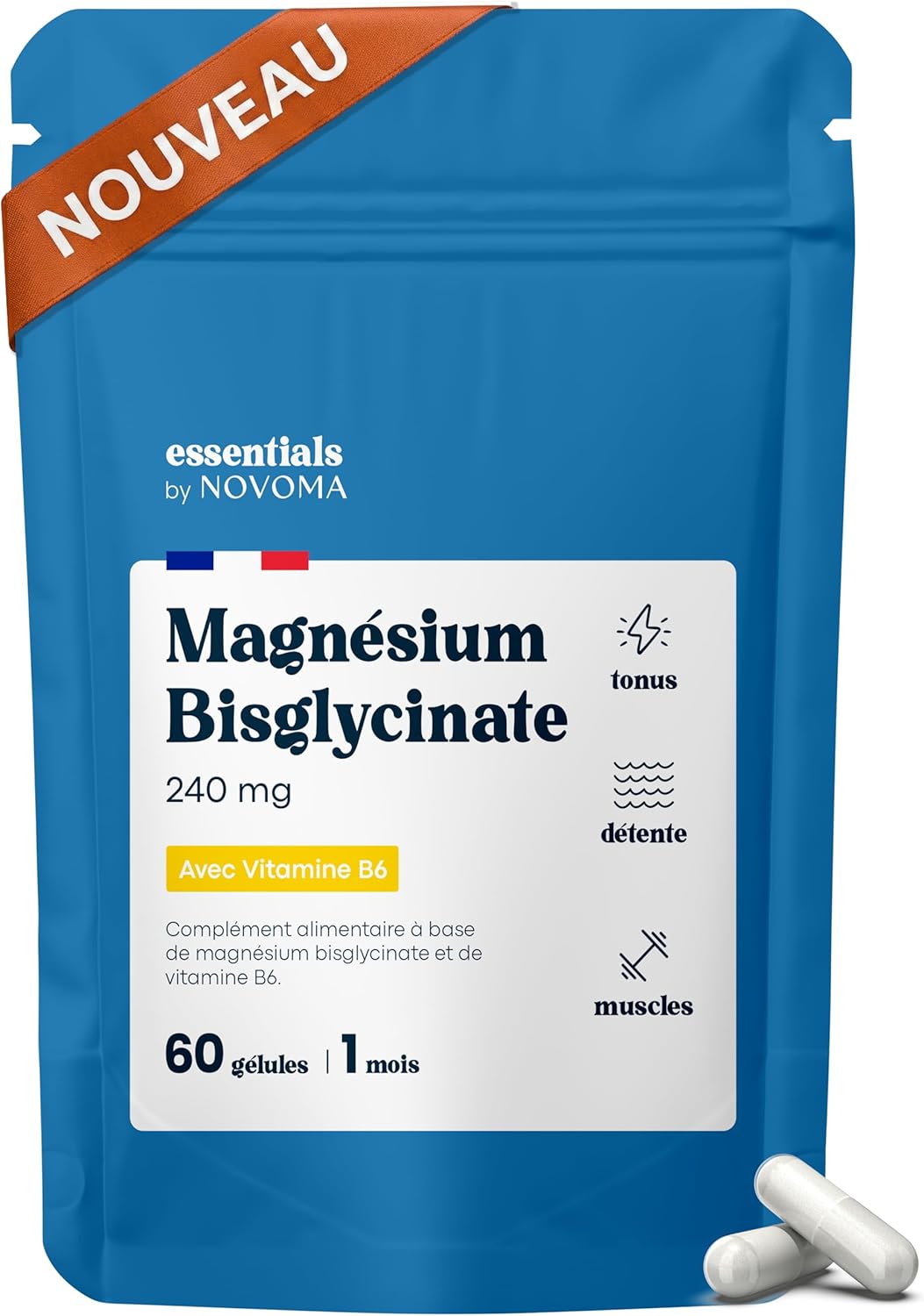 Novoma Magnesium Bisglycinate + Vitamine B6 60 Gelules