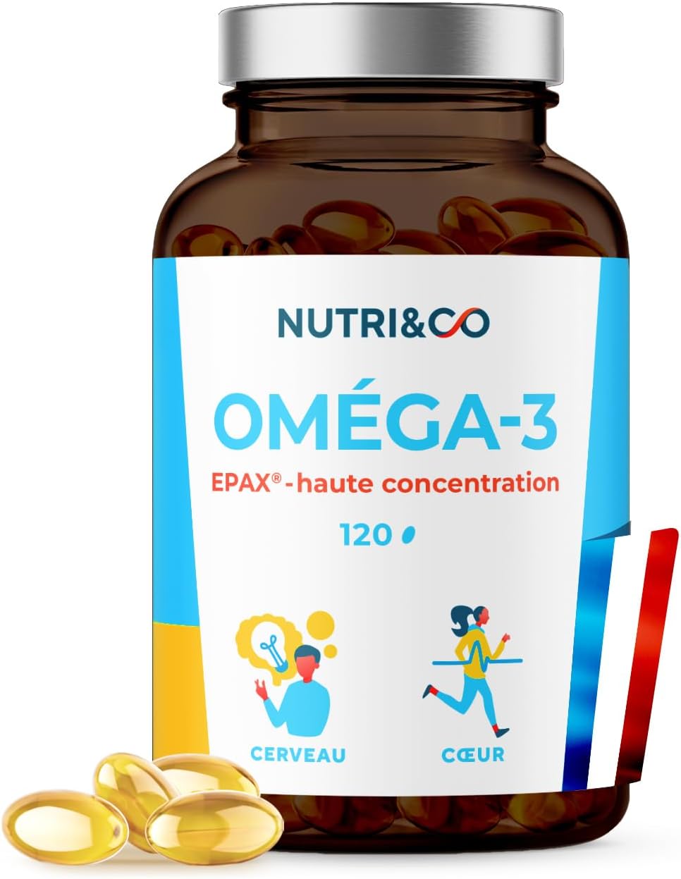 NUTRI & CO Omega 3 Huile de Poissons Sauvages EPAX®, Haute Concentrat…