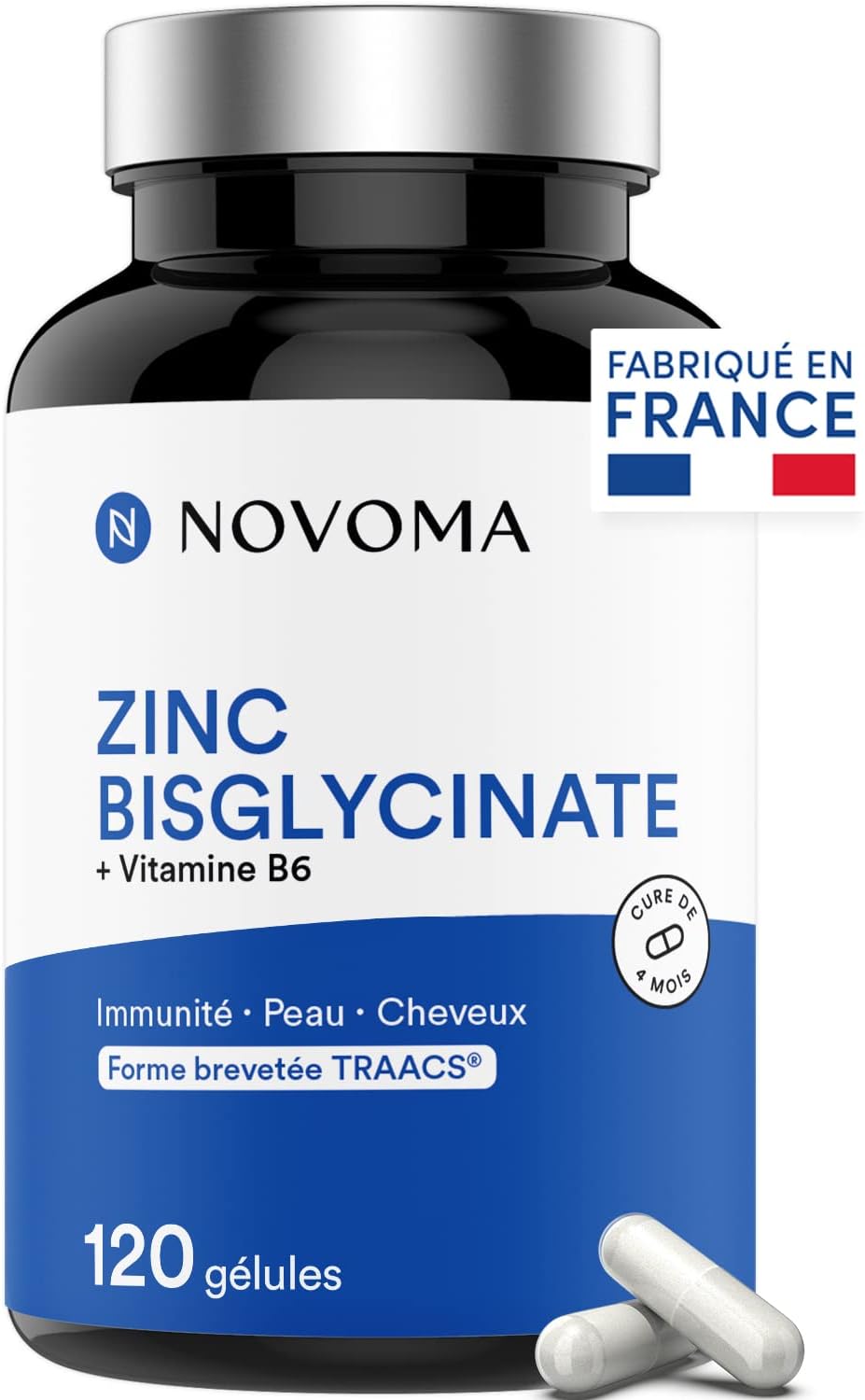 Novoma Zinc Bisglycinate 15mg + Vitamine B6 120 Gelules