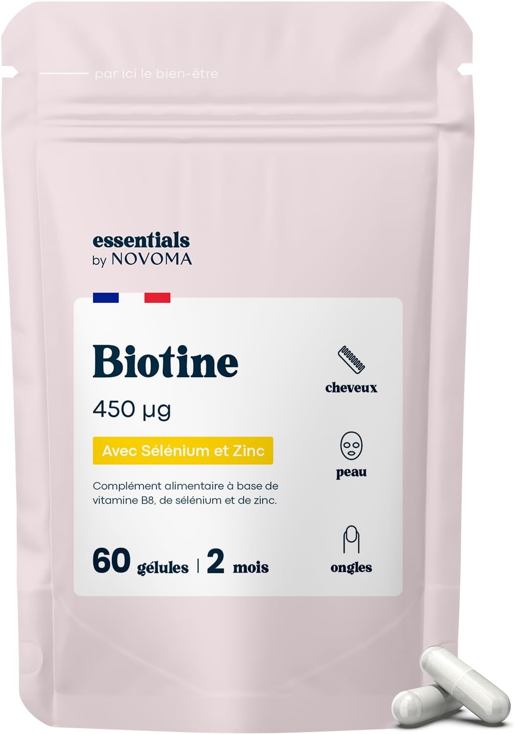 Novoma Biotine + Selenium + Zinc 60 Gelules