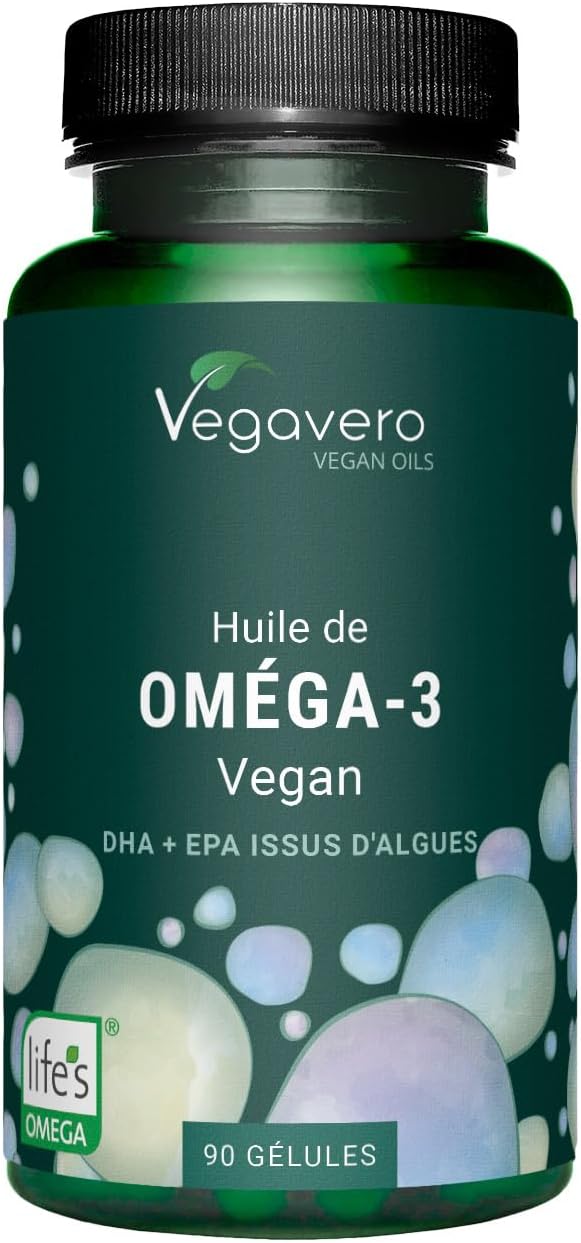Omega 3 VEGAN | 1500 mg Huile d’Algues avec 450 DHA & 225 EPA | 90 Gé…